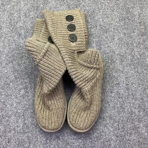 UGG Australia Classic Cardy Knit Tall Boots Tan Taupe 3 Button 5819 Womens Sz 7